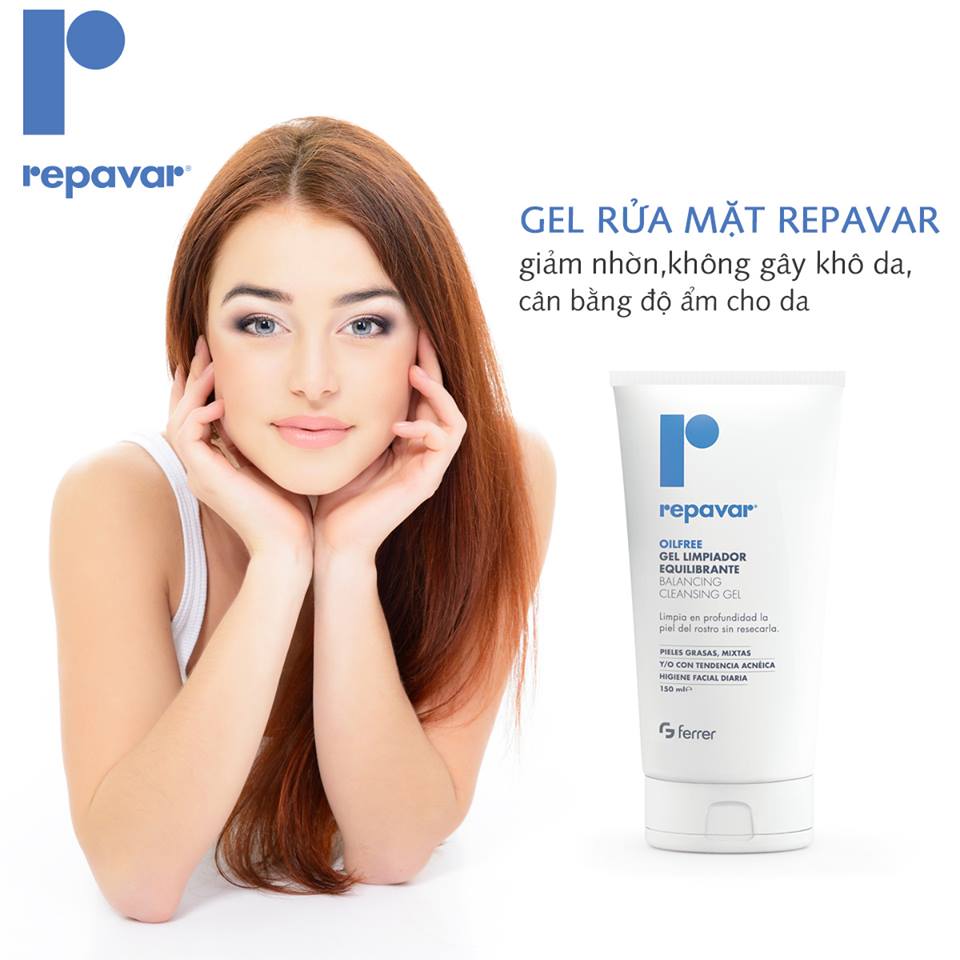 Gel rửa mặt Repavar giúp giảm nhờn, không gây khô da